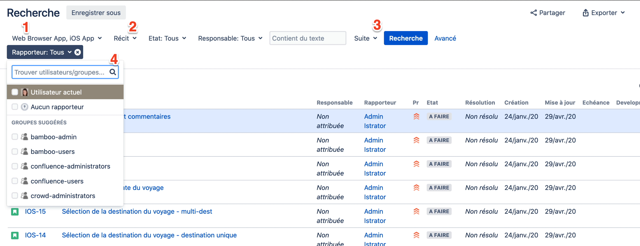 Searching in Jira : the different search criteria