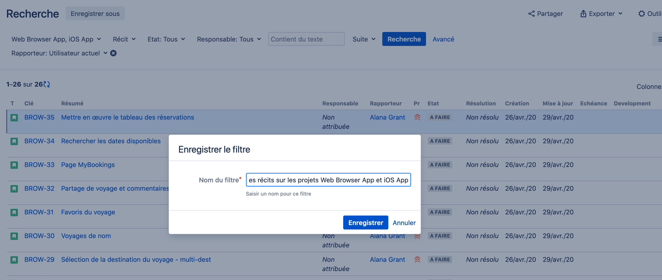 Searching for requests in Jira : save a filter