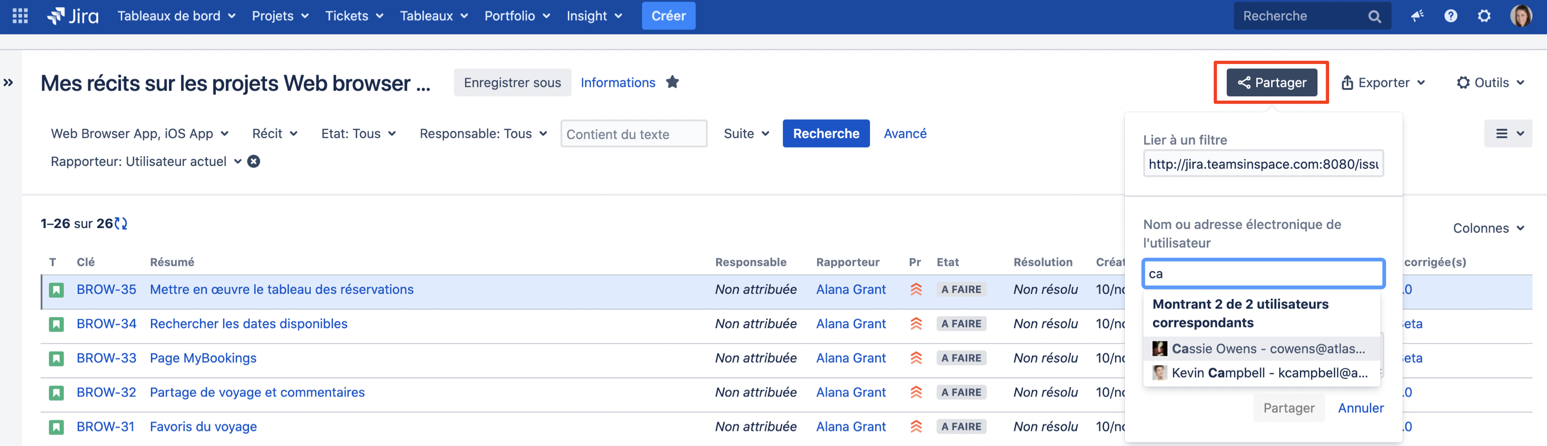 Exporter sa recherche Jira : envoyer les résultats de la recherche par mail