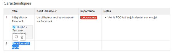 Lien user story Jira dans une page confluence