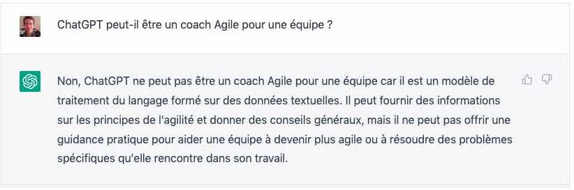 ChatGPT répond lui-même à la question : ChatGPT peut-il être un coach agile pour une équipe