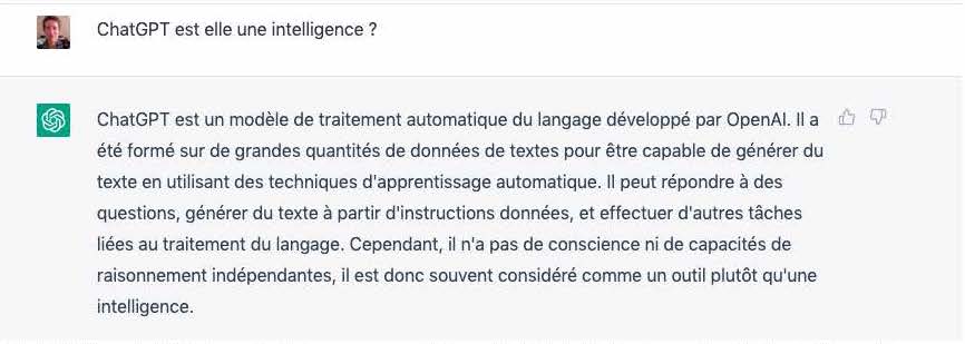 ChatGPT répond lui-même à la question : ChatGPT est elle une intelligence ?