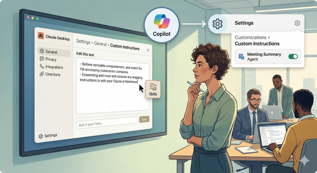 Schéma des 3 niveaux de personnalisation Copilot et Claude