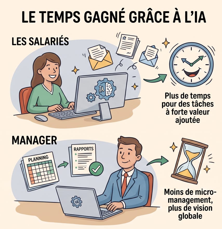 Contenu de l’article Manager l’IA générative : décider où va le temps libéré